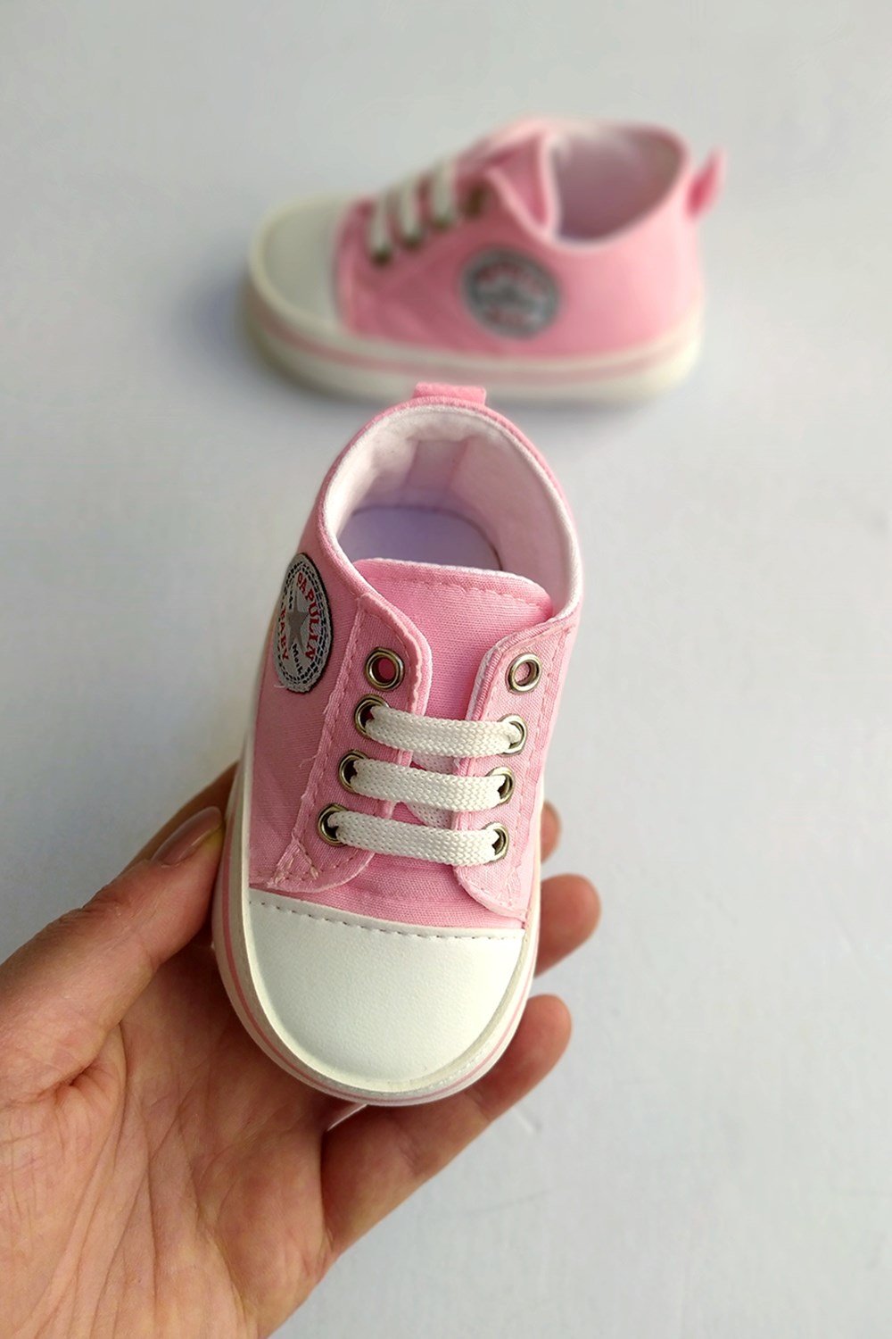 Bağcıklı Bebek Ayakkabı Açık Pembe