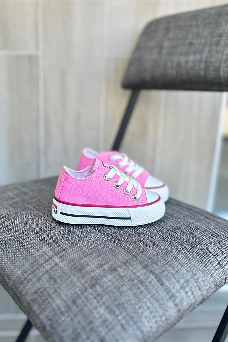 Bağcıklı Tabanı Şeritli Çocuk Spor Bir Takım Açık Pembe
