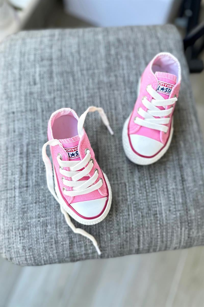Bağcıklı Tabanı Şeritli Çocuk Spor Bir Takım Açık Pembe