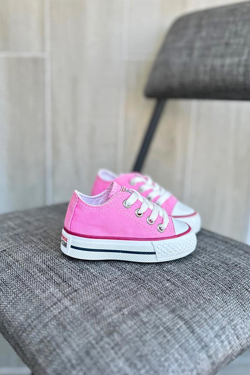Bağcıklı Tabanı Şeritli Çocuk Spor Bir Takım Açık Pembe