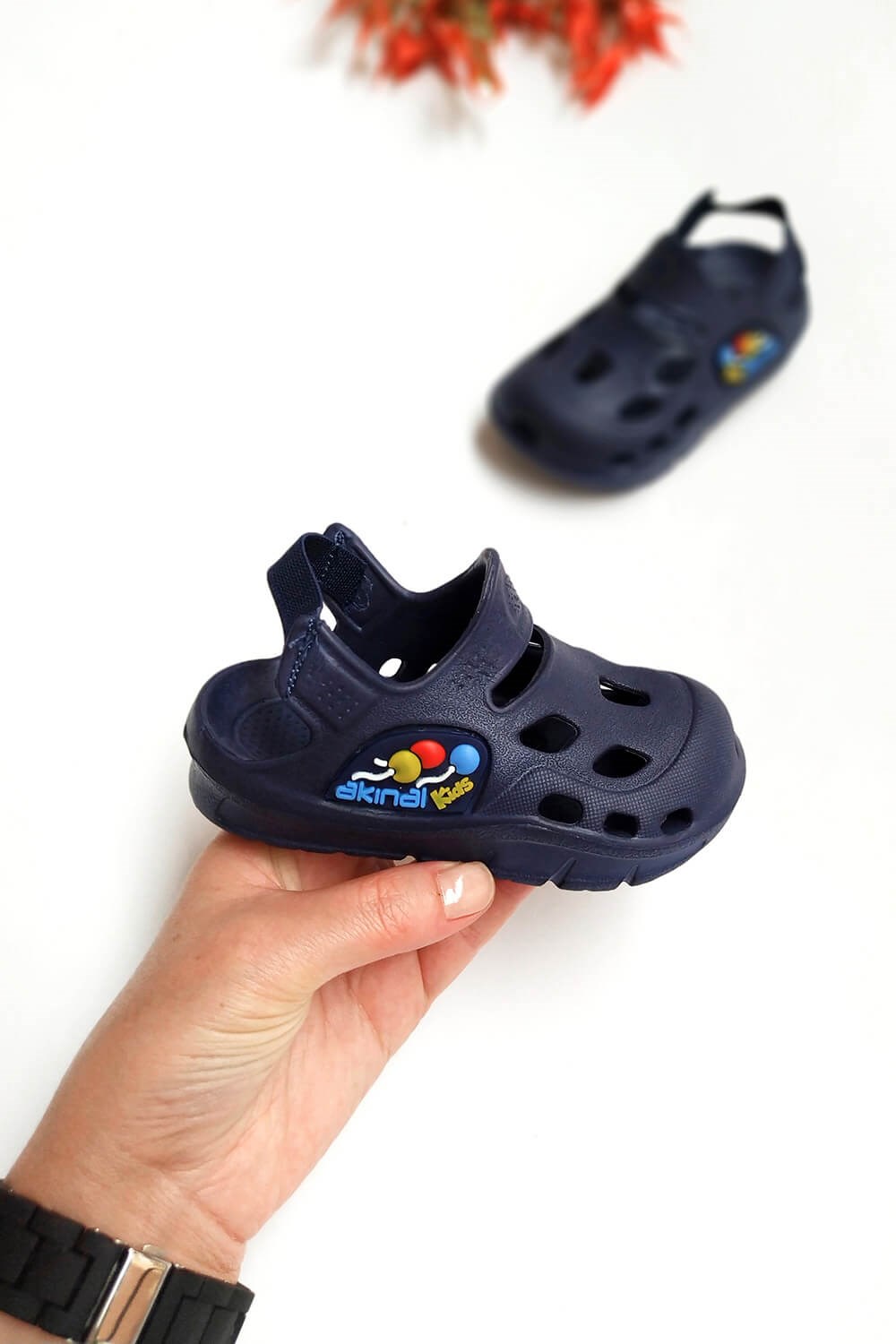 Balon Baskılı Çocuk Crocs Sandalet Lacivert