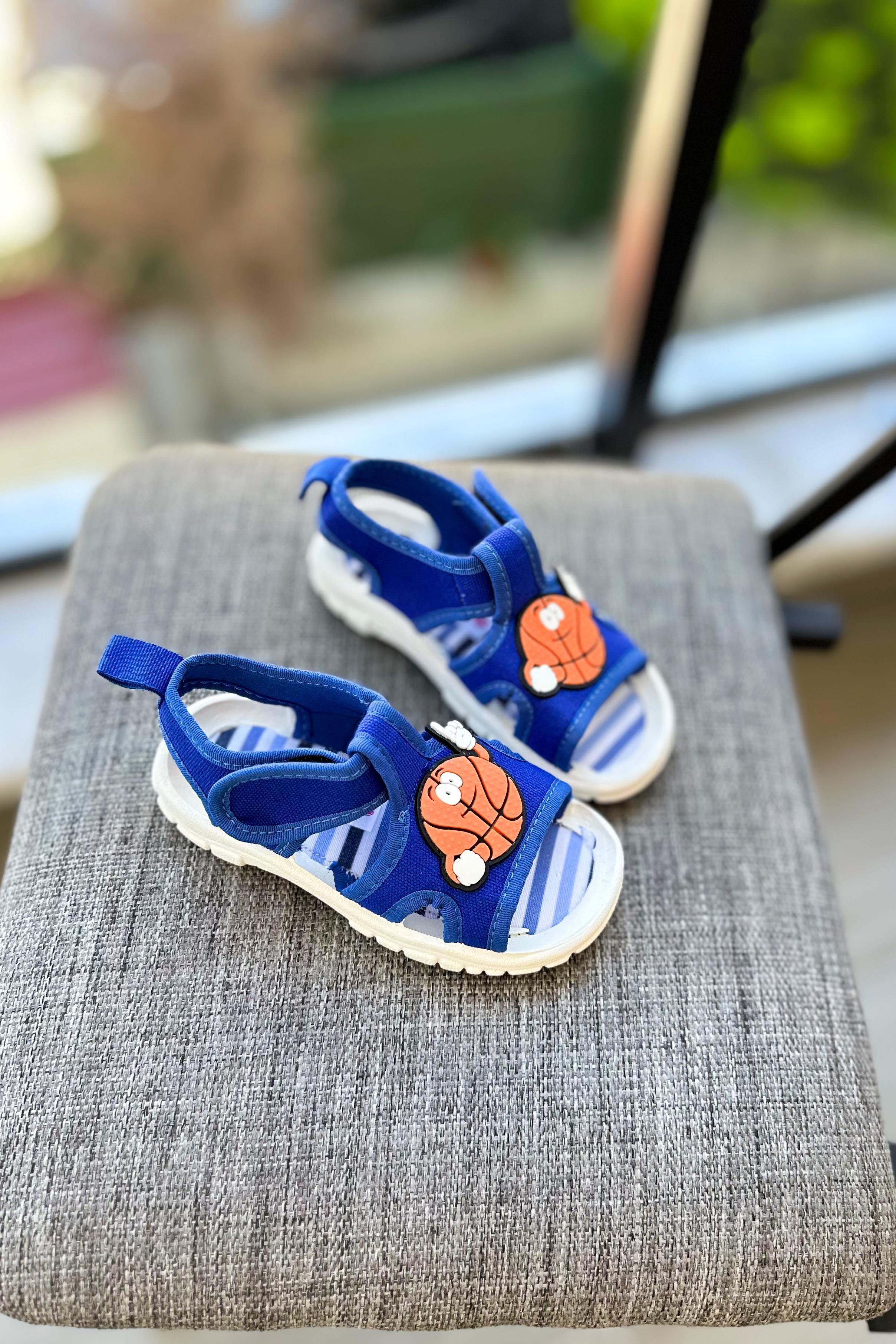 Basketbol Topu Baskılı Çocuk Sandalet Mavi