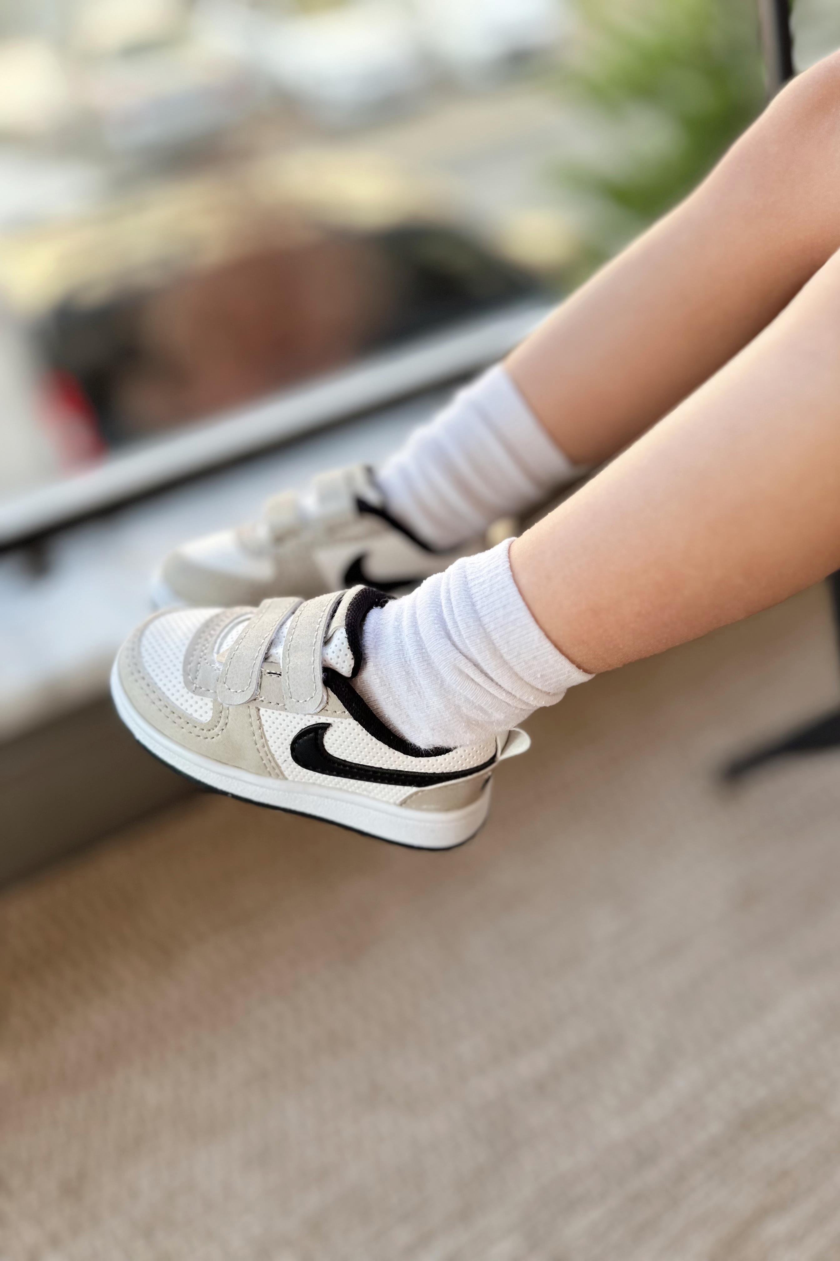 Cırtlı Çocuk Spor Ayakkabı Gri Beyaz