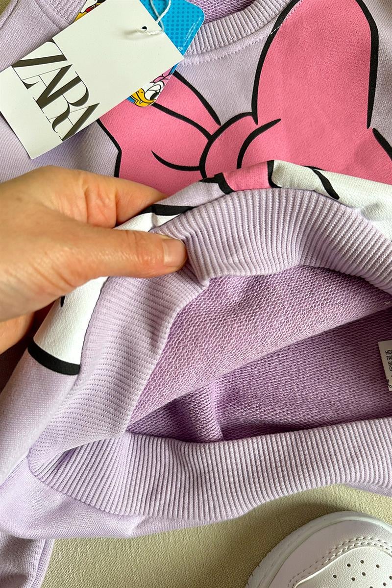 Daisy Duck Baskılı Taytlı Kız Çocuk Takım Mor Siyah
