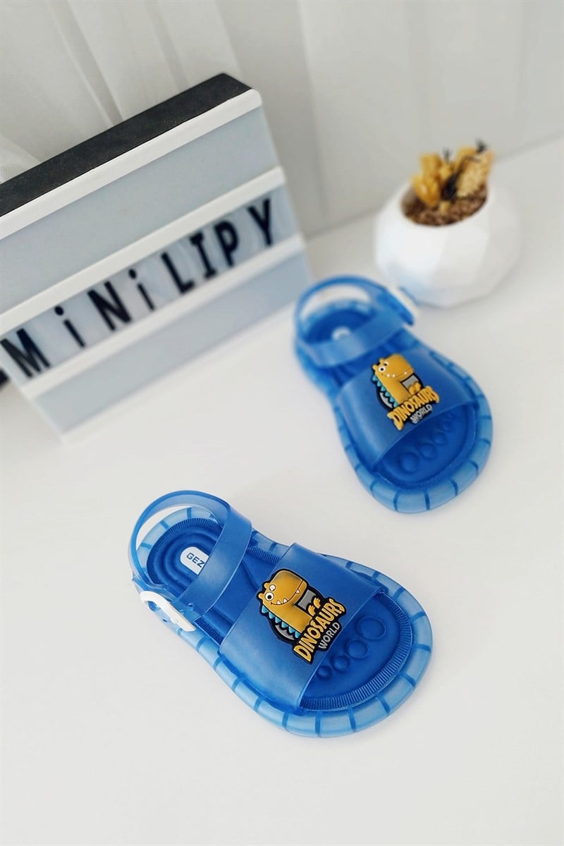 Dinazor Baskılı Işıklı Çocuk Sandalet Mavi