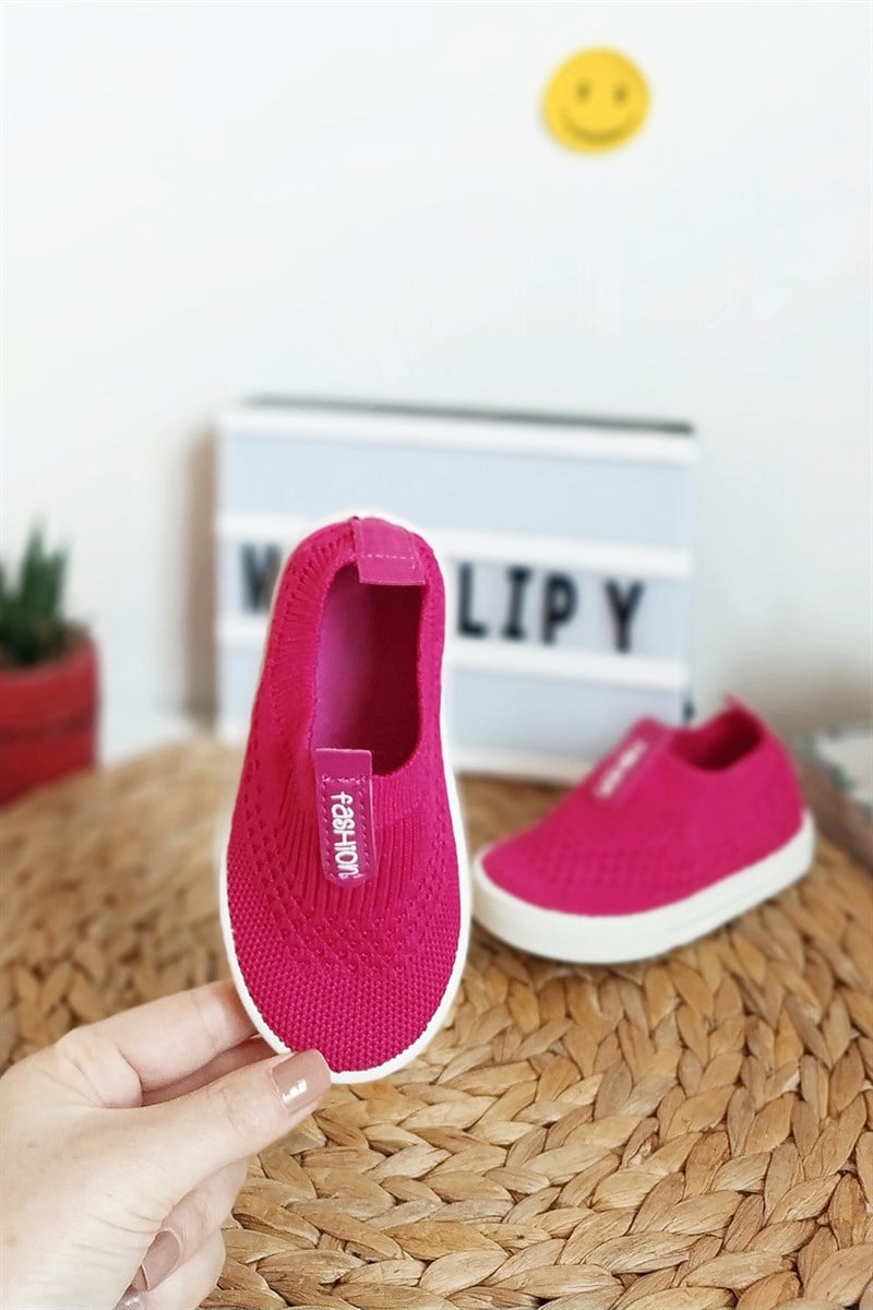 Fashion Baskılı Çocuk Triko Ayakkabı Pembe