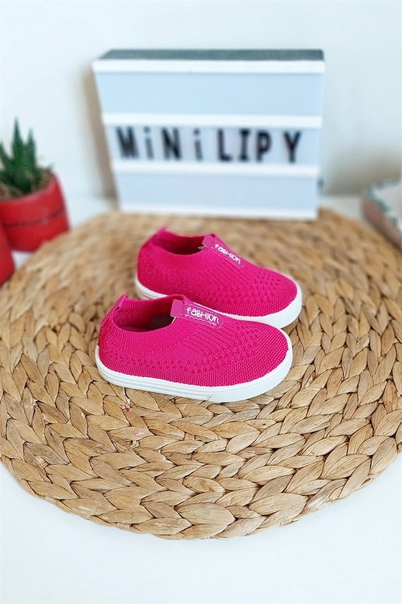 Fashion Baskılı Çocuk Triko Ayakkabı Pembe
