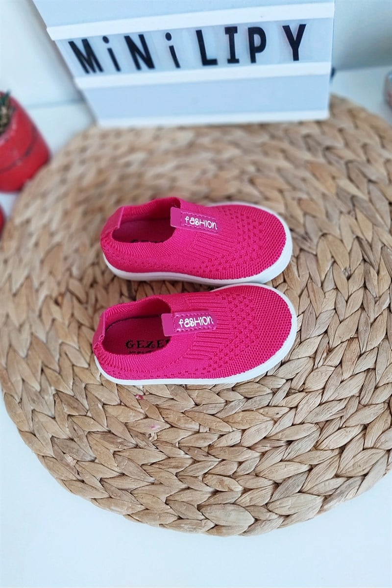 Fashion Baskılı Çocuk Triko Ayakkabı Pembe