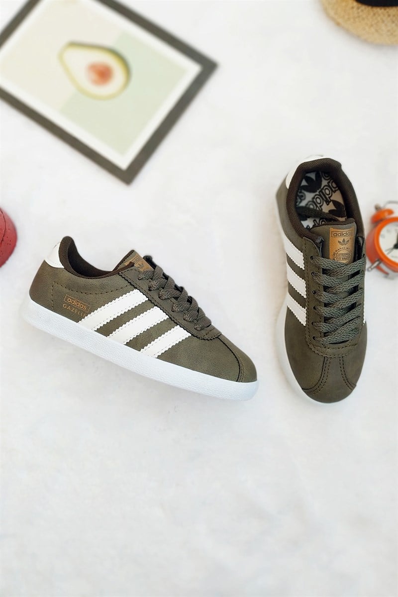 Gazelle Baskılı Bağcıklı Çocuk Spor Ayakkabı Haki