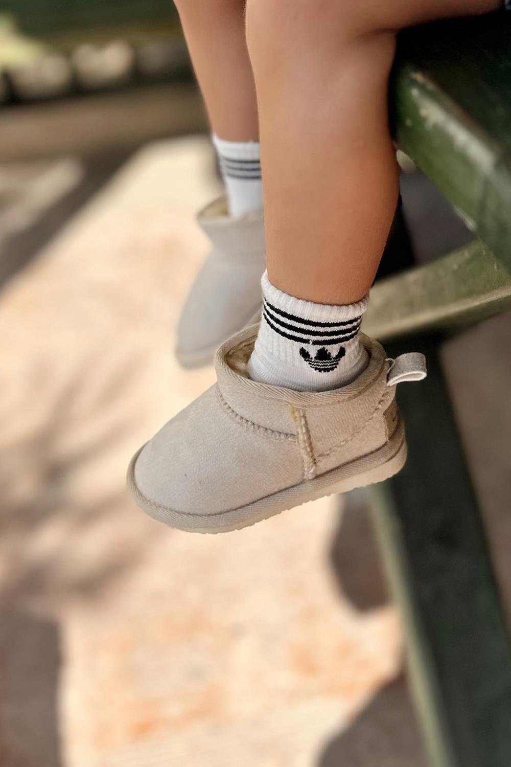 İçi Kürklü Çocuk Yarım Bot Ayakkabı Bej