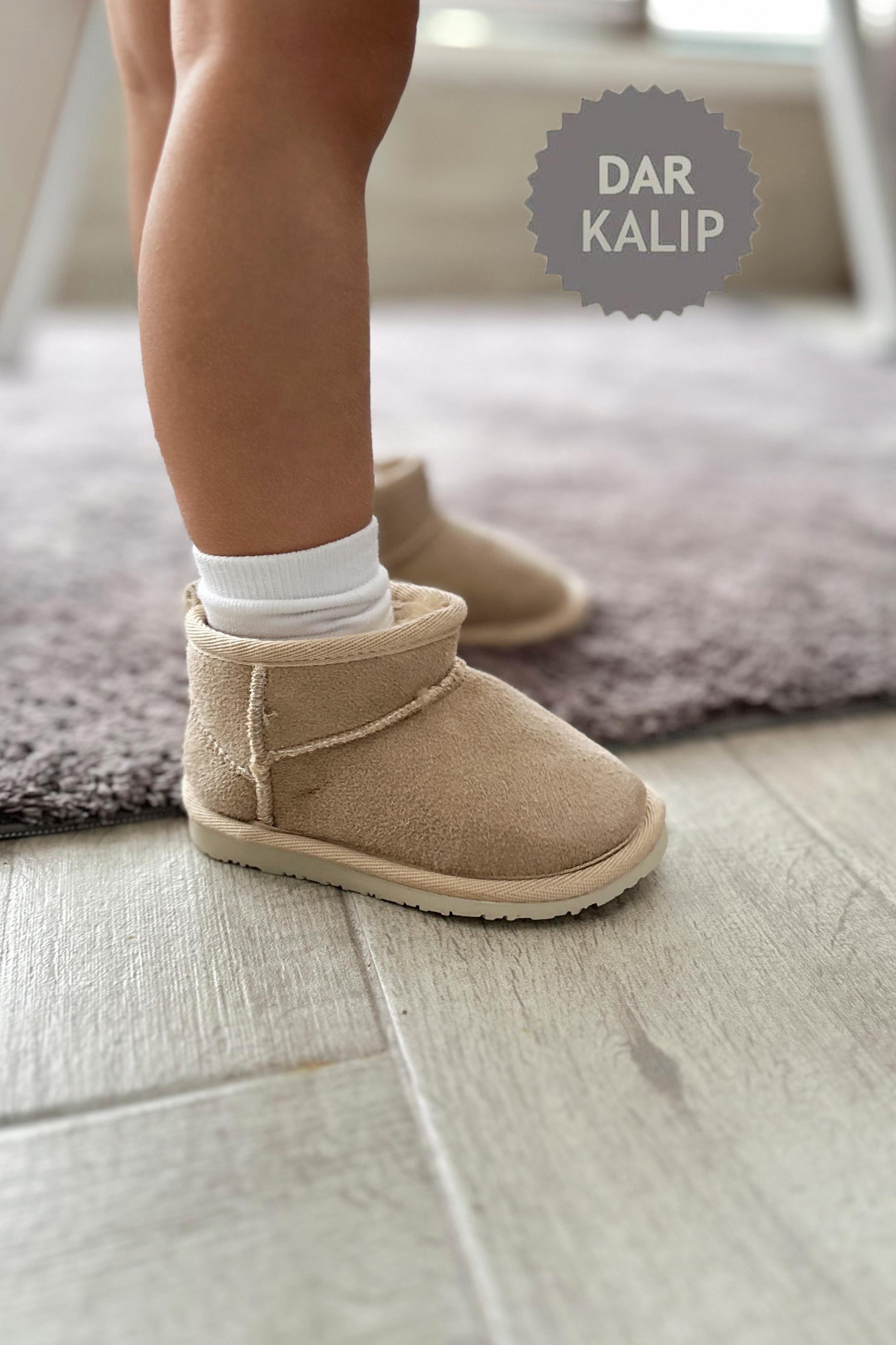 İçi Kürklü Çocuk Yarım Bot Ayakkabı Bej