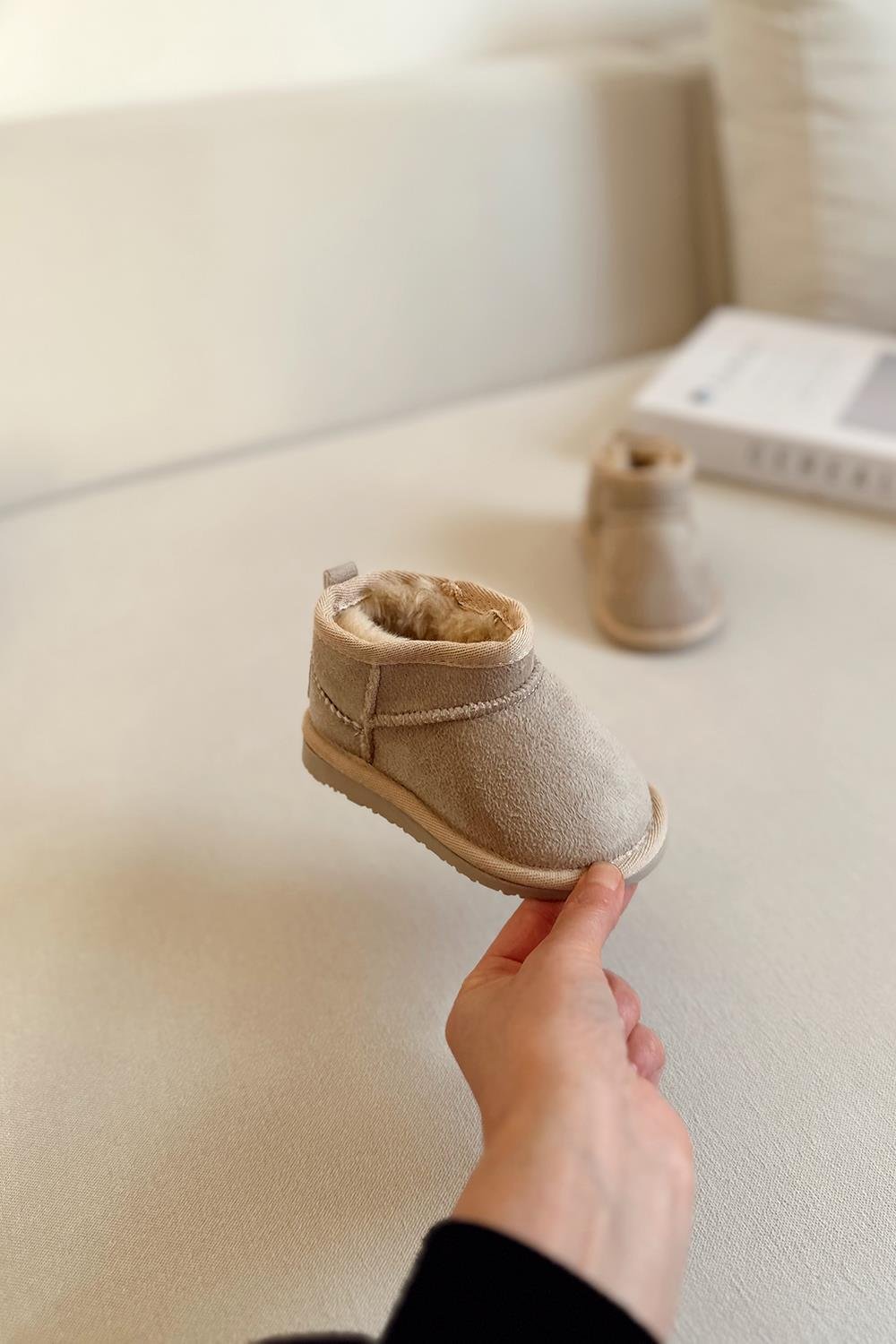 İçi Kürklü Çocuk Yarım Bot Ayakkabı Bej