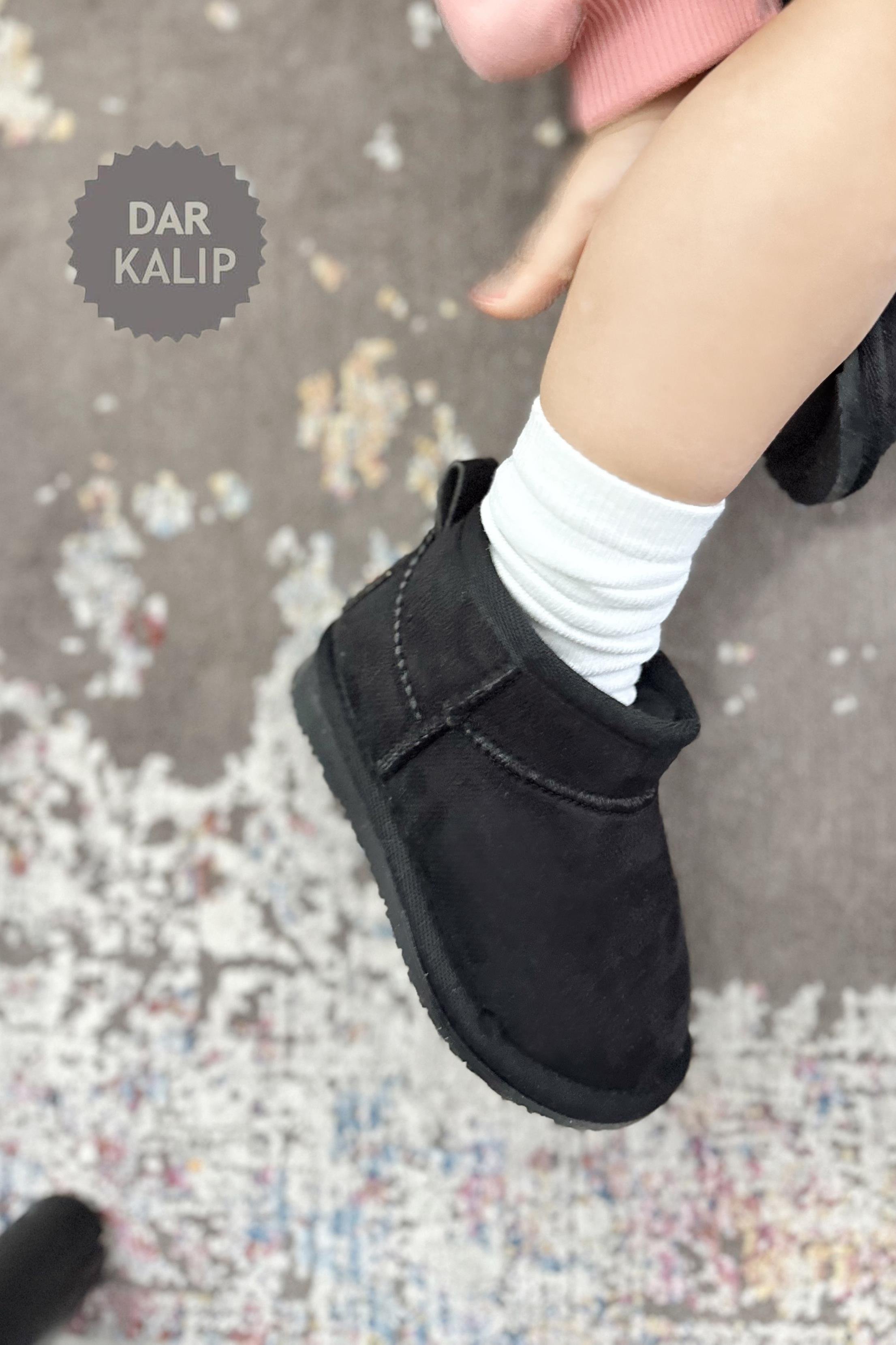 İçi Kürklü Çocuk Yarım Bot Ayakkabı Siyah