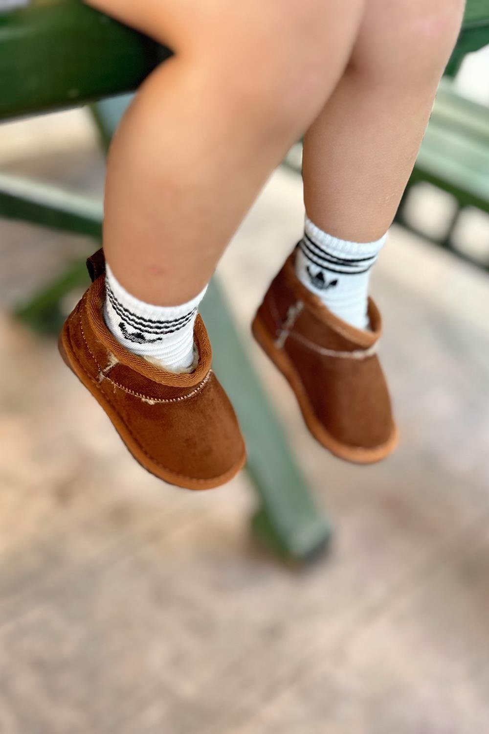 İçi Kürklü Çocuk Yarım Bot Ayakkabı Taba