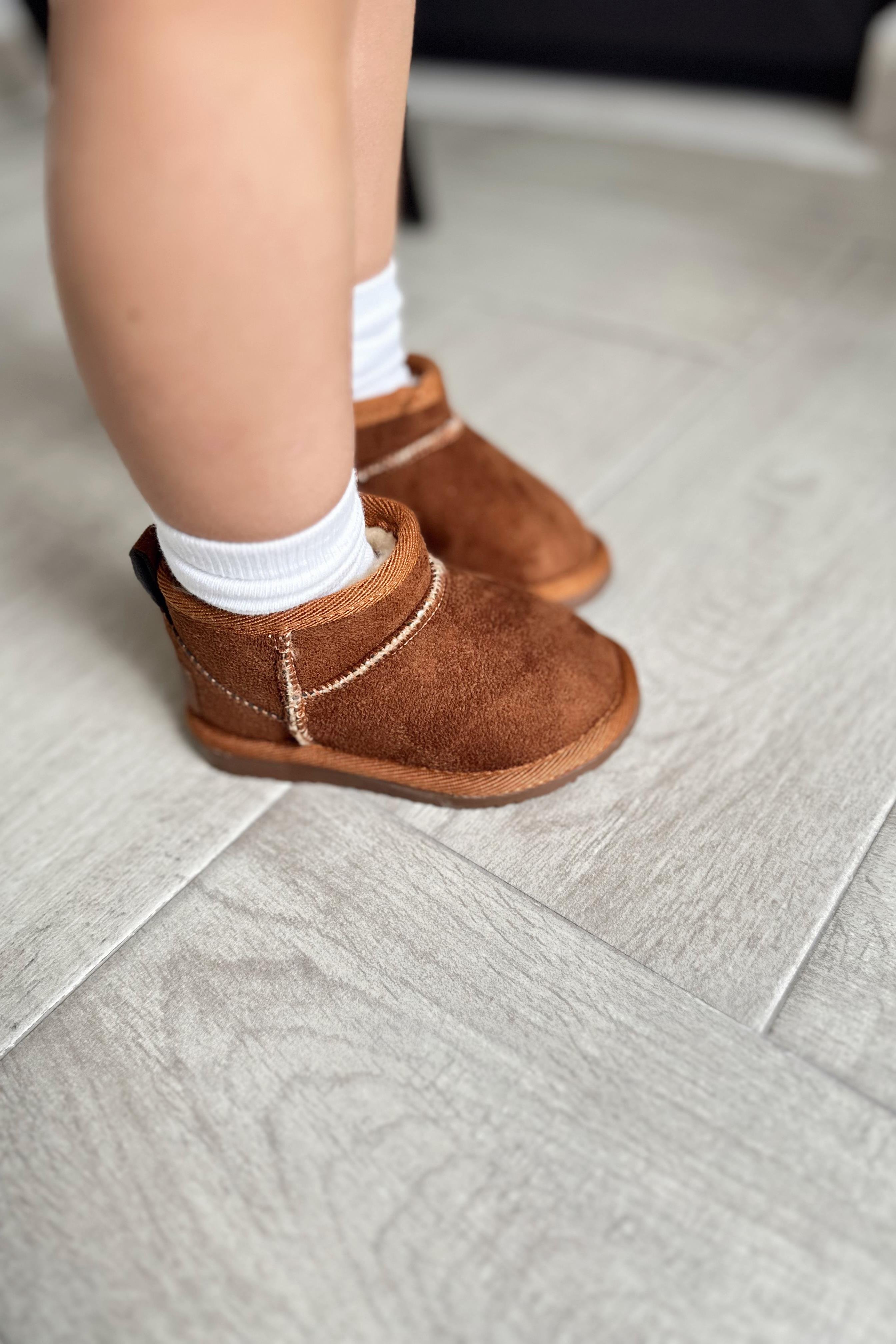 İçi Kürklü Çocuk Yarım Bot Ayakkabı Taba