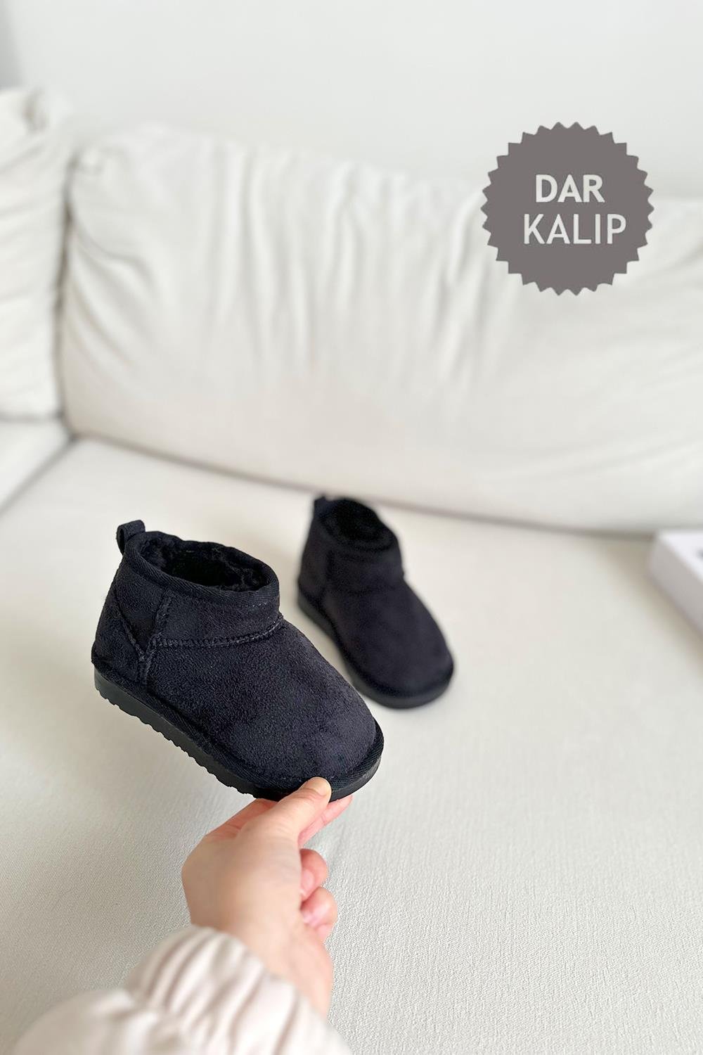 İçi Kürklü Çocuk Yarım Bot Siyah