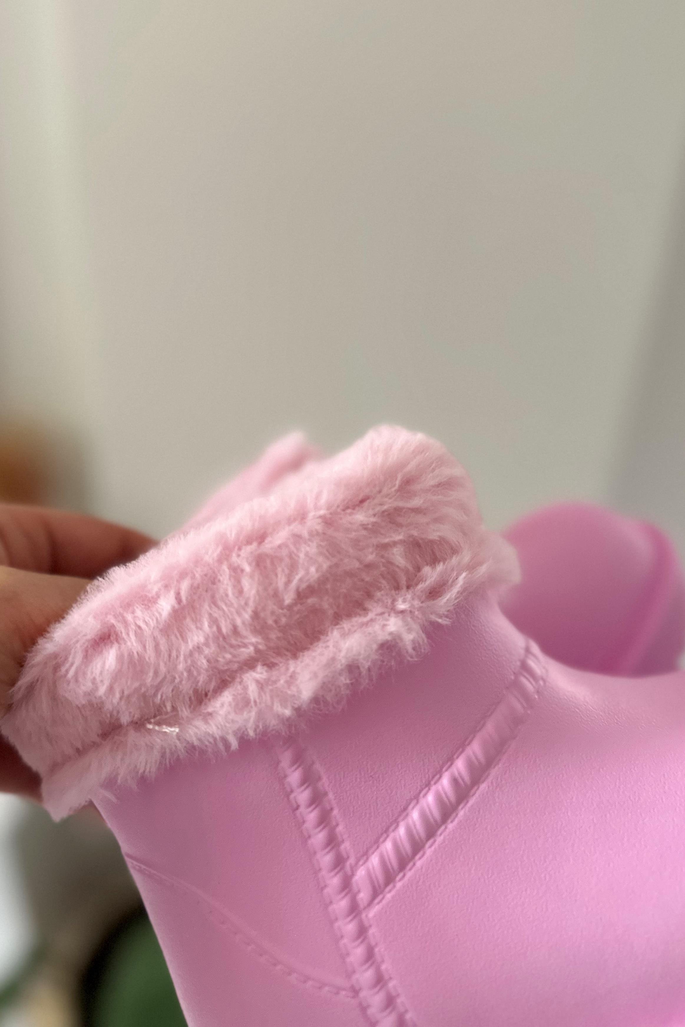 İçi Kürkü Su Geçirmez Pembe Yağmur Botu Ayakkabı