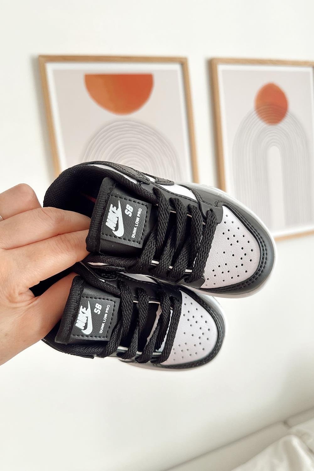 Jordan Baskılı Bağcıklı Çocuk Spor Ayakkabı Beyaz Siyah