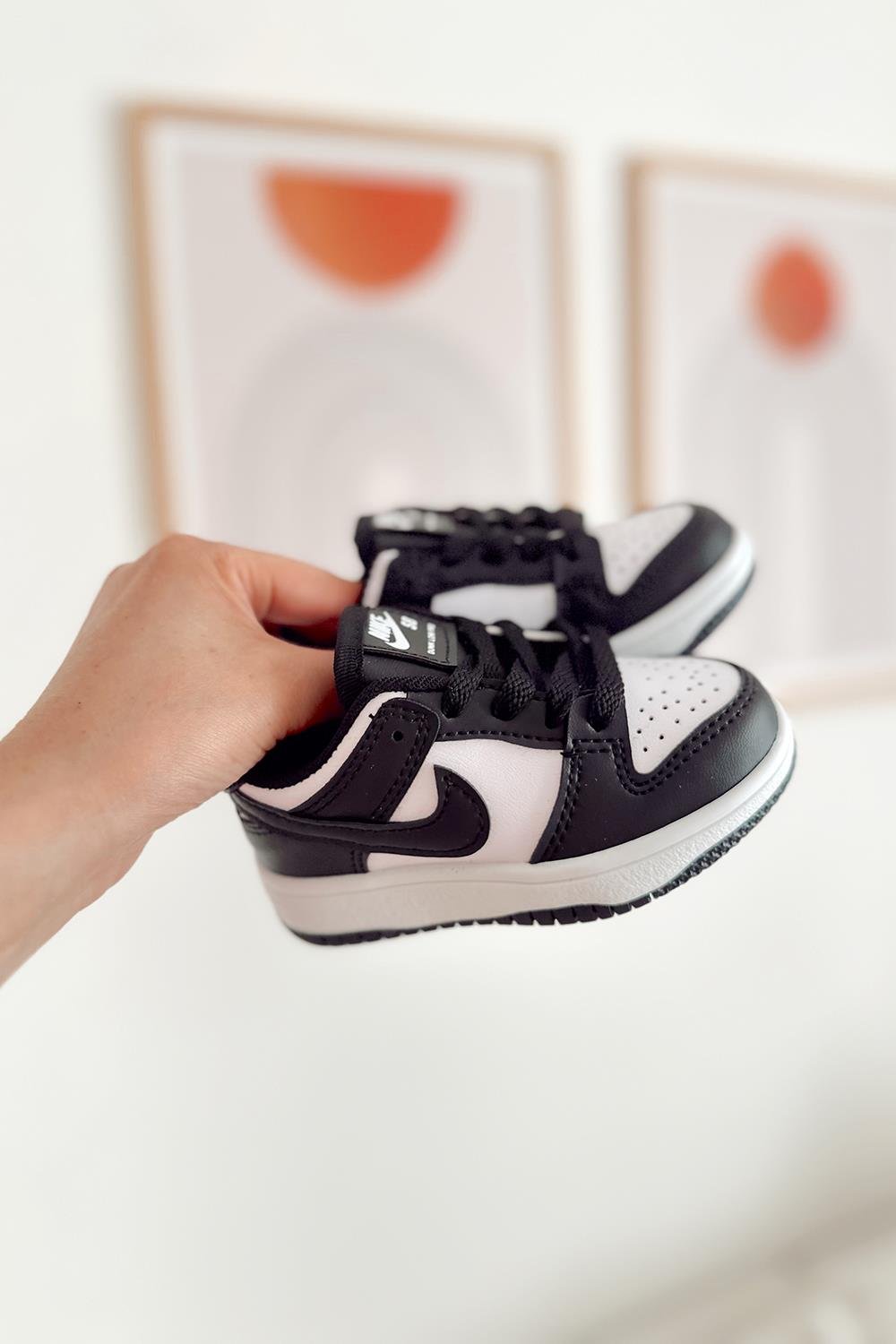 Jordan Baskılı Bağcıklı Çocuk Spor Ayakkabı Beyaz Siyah