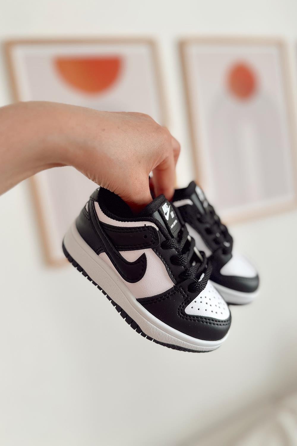 Jordan Baskılı Bağcıklı Çocuk Spor Ayakkabı Beyaz Siyah