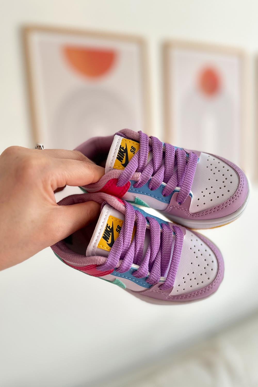 Jordan Baskılı Bağcıklı Çocuk Spor Ayakkabı Mor