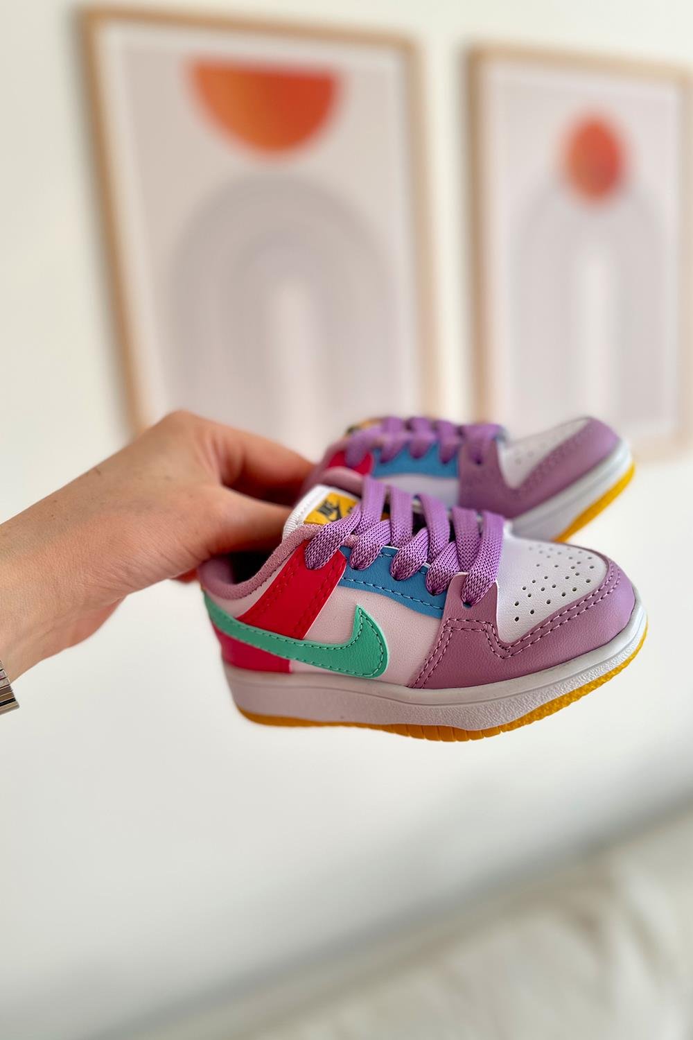 Jordan Baskılı Bağcıklı Çocuk Spor Ayakkabı Mor