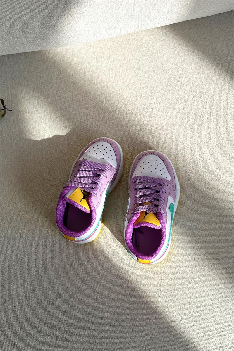 Jordan Baskılı Bağcıklı Çocuk Spor Ayakkabı Mor