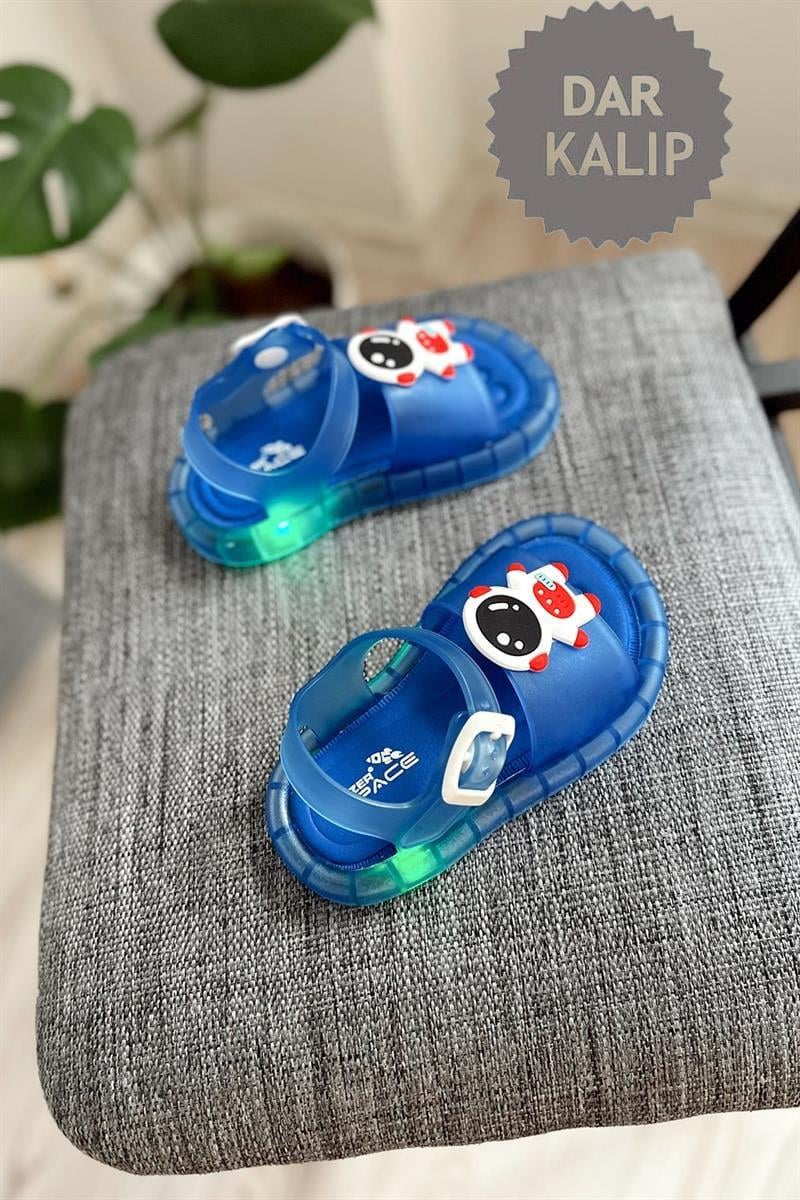 Karakter Baskılı Çocuk Işıklı Sandalet Mavi