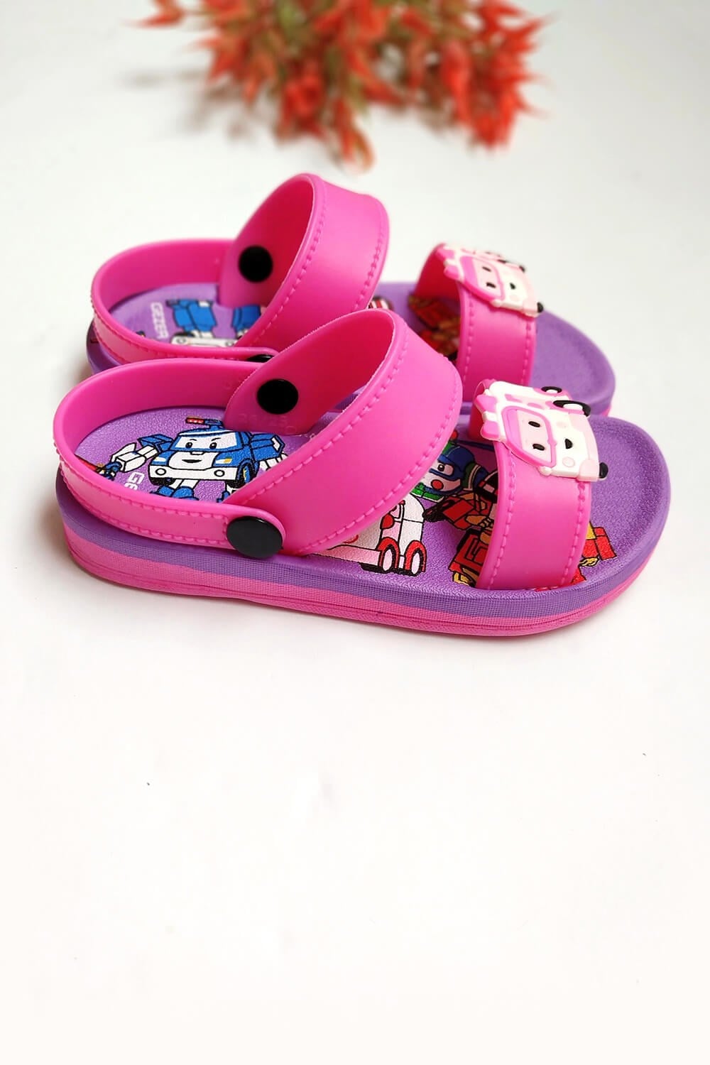 Karavan Baskılı Çocuk Sandalet Pembe