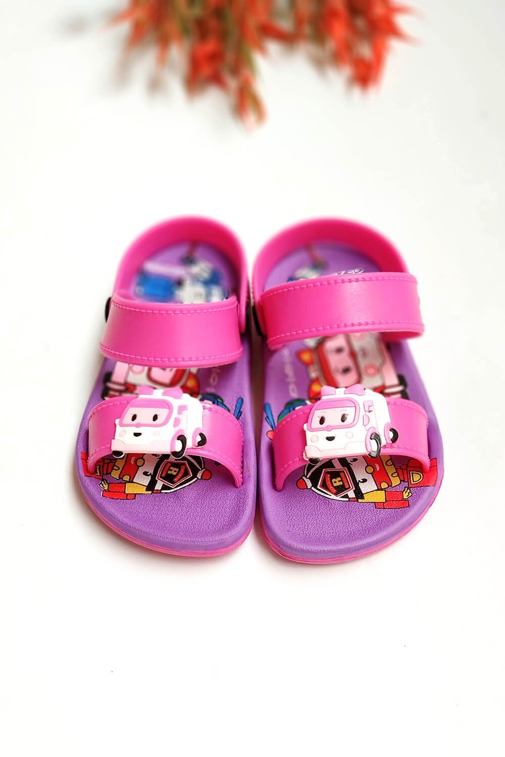 Karavan Baskılı Çocuk Sandalet Pembe