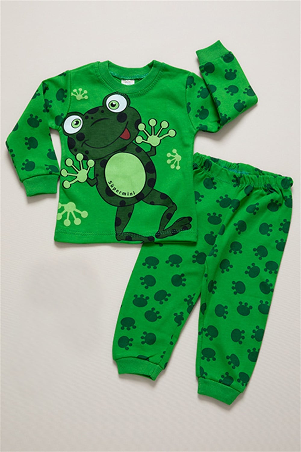 Kız Bebek Kurbağa Baskılı Pijama Takımı