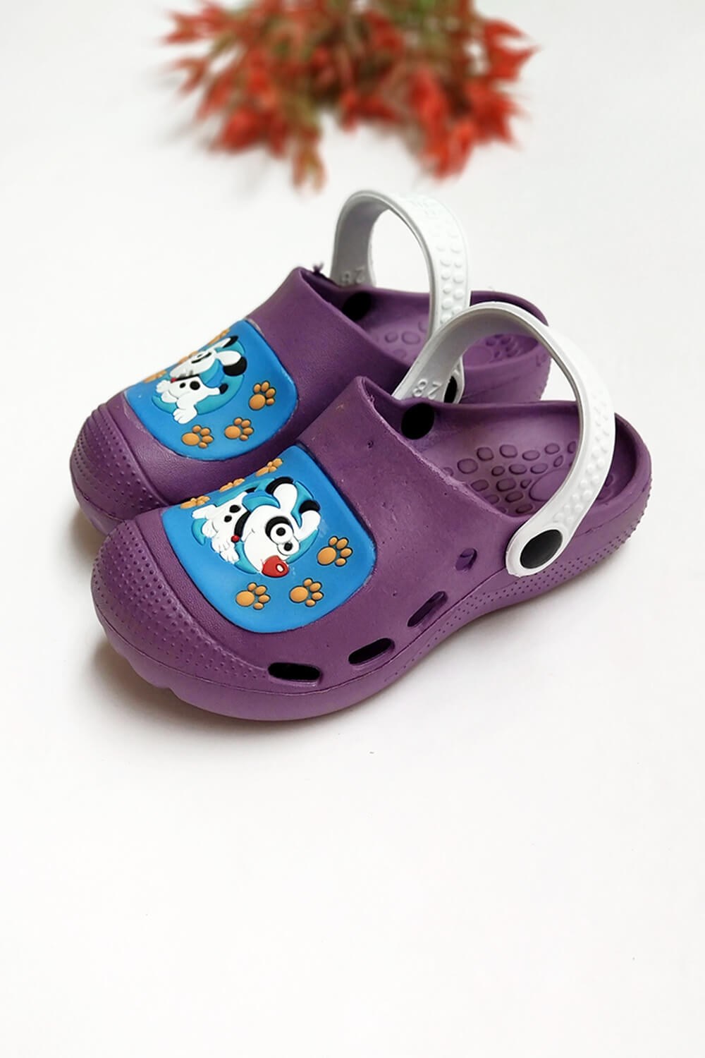 Köpek Baskılı Çocuk Crocs Sandalet Mor