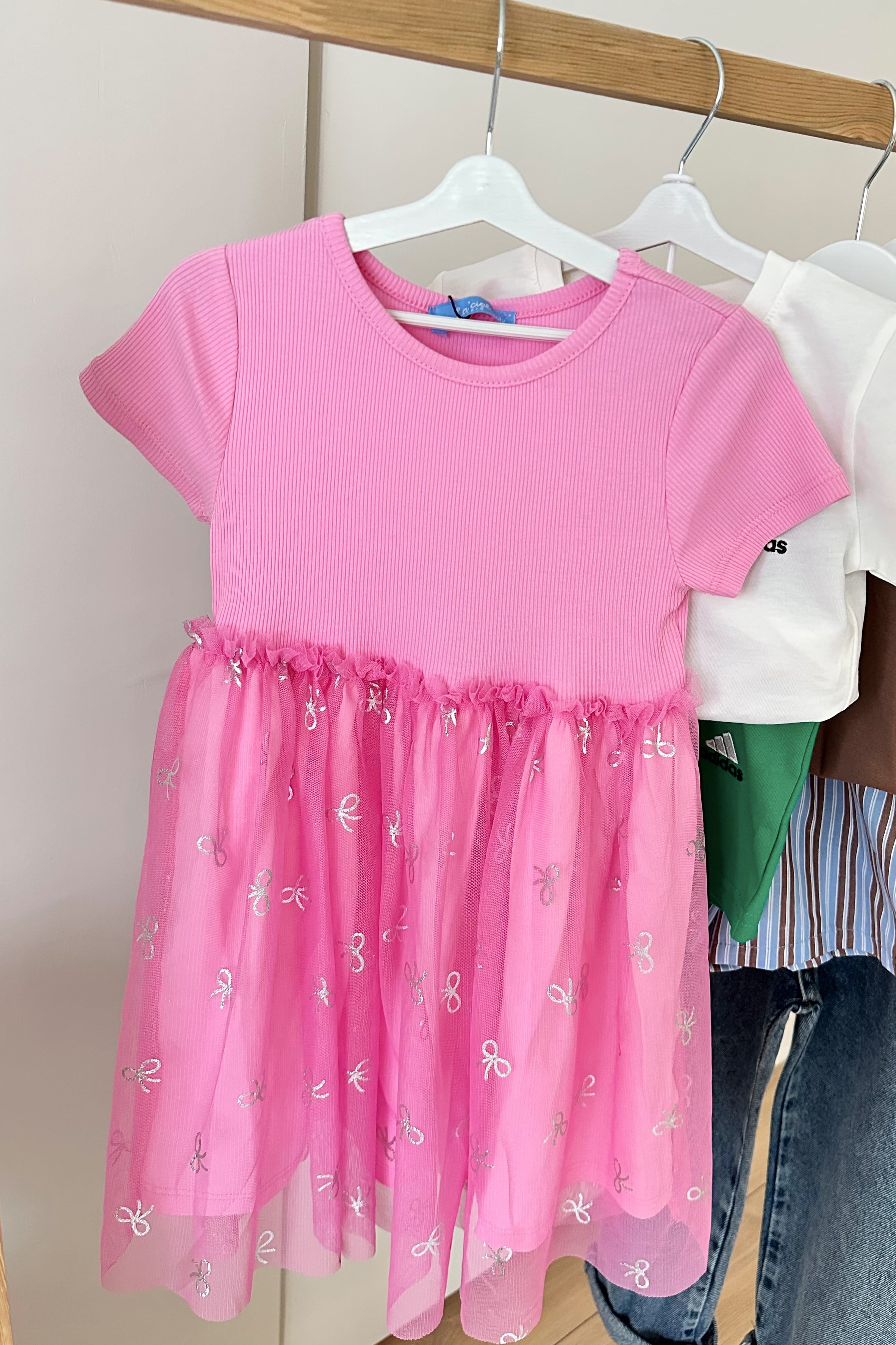 Kurdela Baskılı Tütü Elbise Pembe