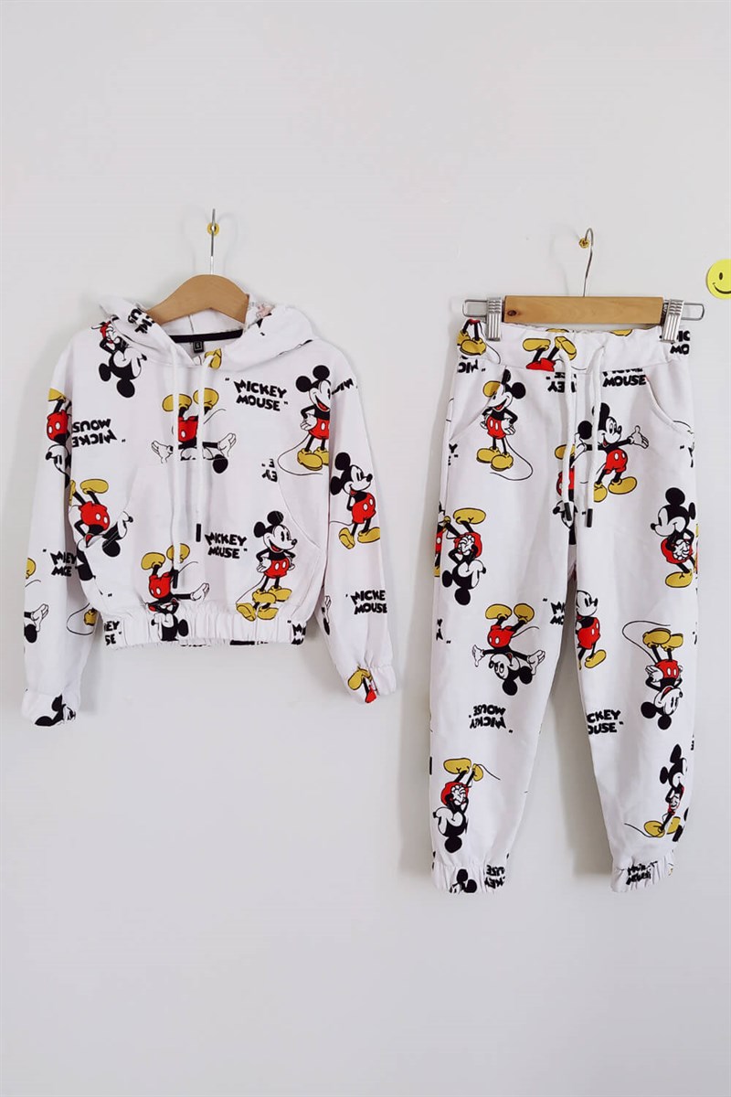 Mickey Mouse Baskılı Çocuk Takım Beyaz