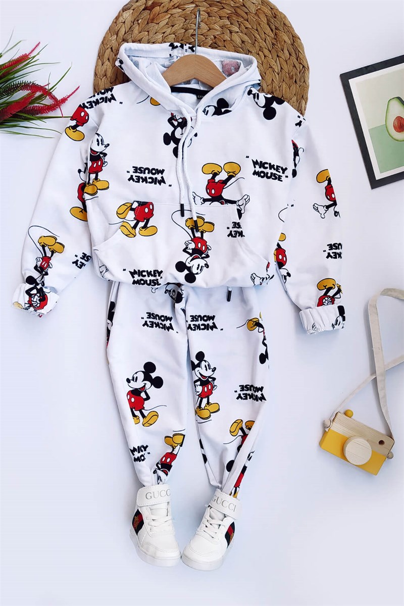 Mickey Mouse Baskılı Çocuk Takım Beyaz