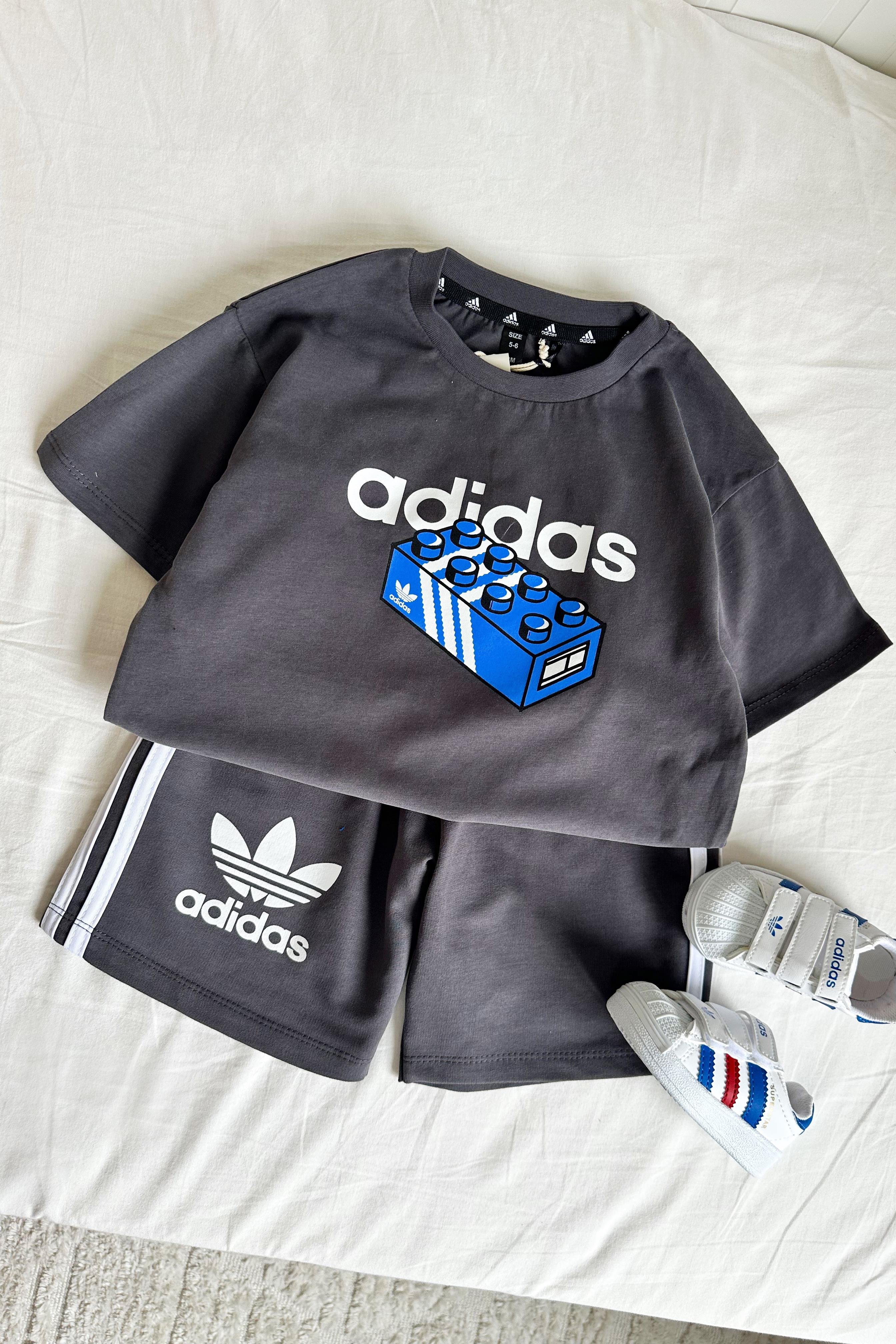 Önü Lego Baskılı Çocuk Şortlu Takım Antrasit