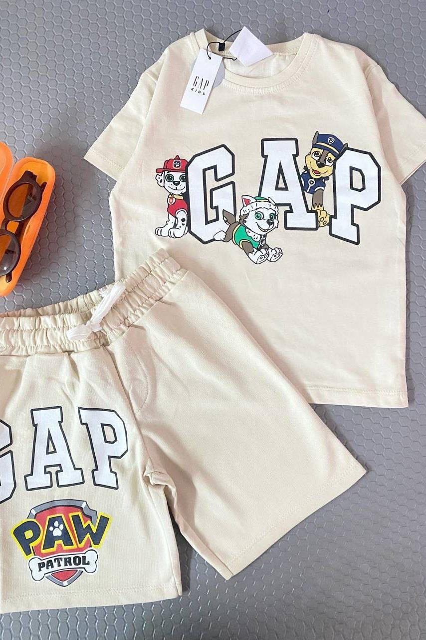 Paw Patrol Gap Baskılı Çocuk Şortlu Takım Bej