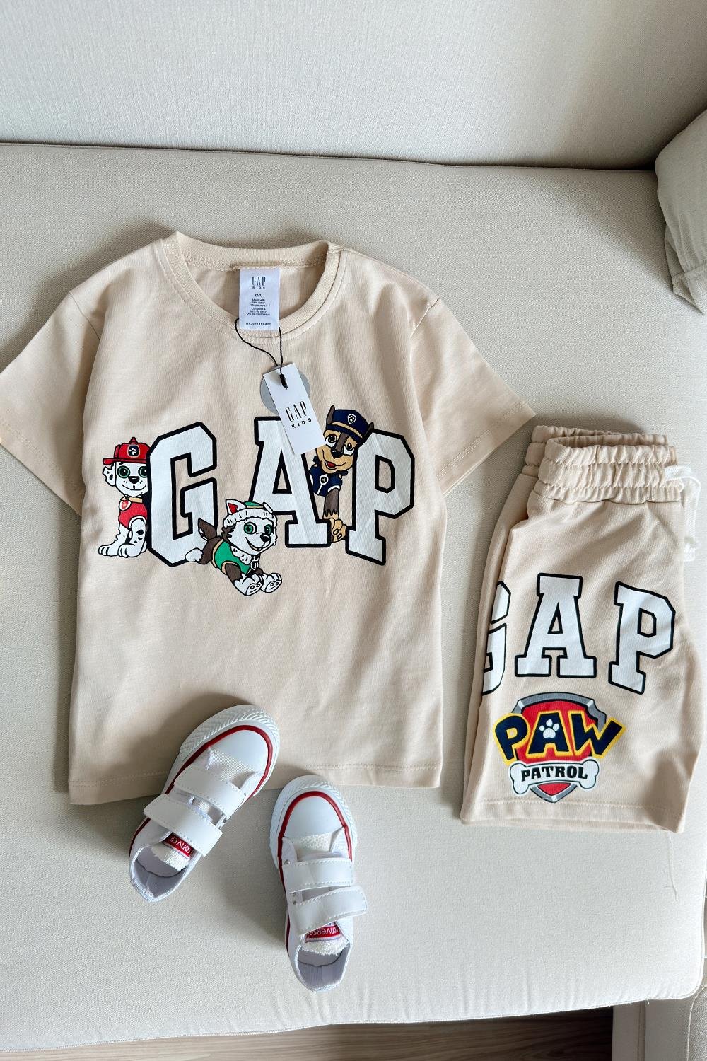 Paw Patrol Gap Baskılı Çocuk Şortlu Takım Bej