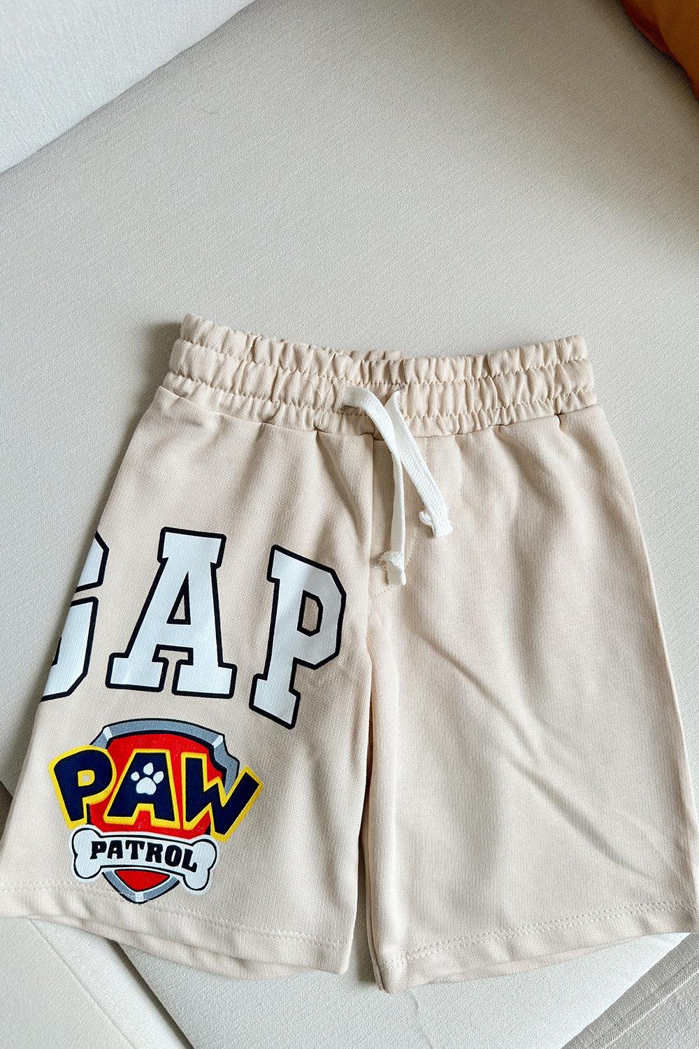Paw Patrol Gap Baskılı Çocuk Şortlu Takım Bej