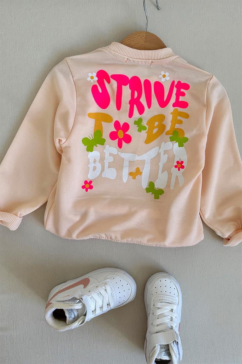 Strive Baskılı Çocuk Sweat Pudra