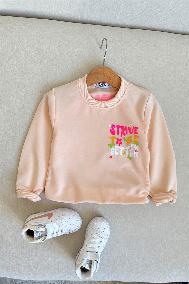 Strive Baskılı Çocuk Sweat Pudra