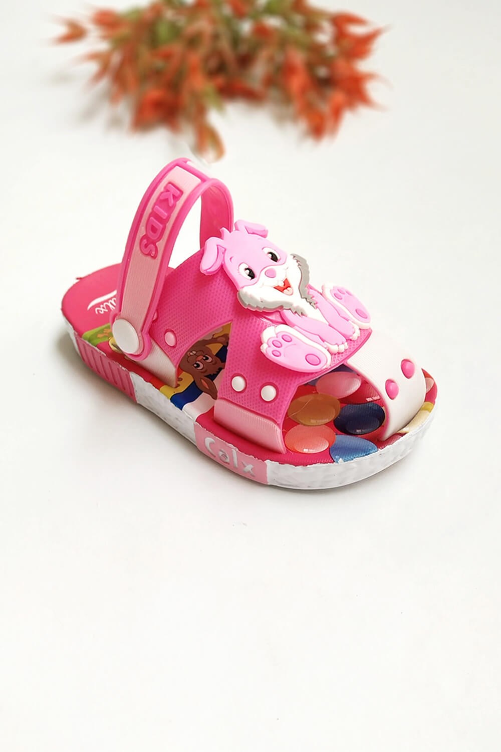 Tavşan Baskılı Çocuk Sandalet Pembe