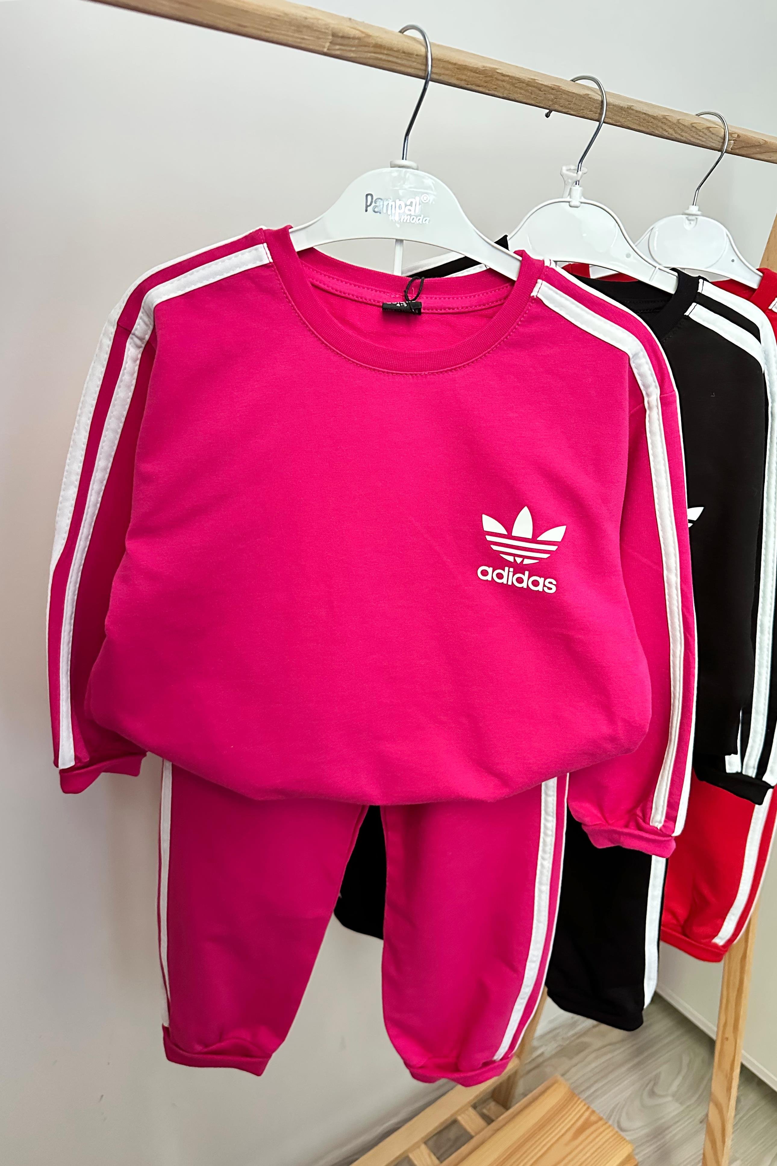 Yanı Çizgili Çocuk Eşofman Takımı Pembe