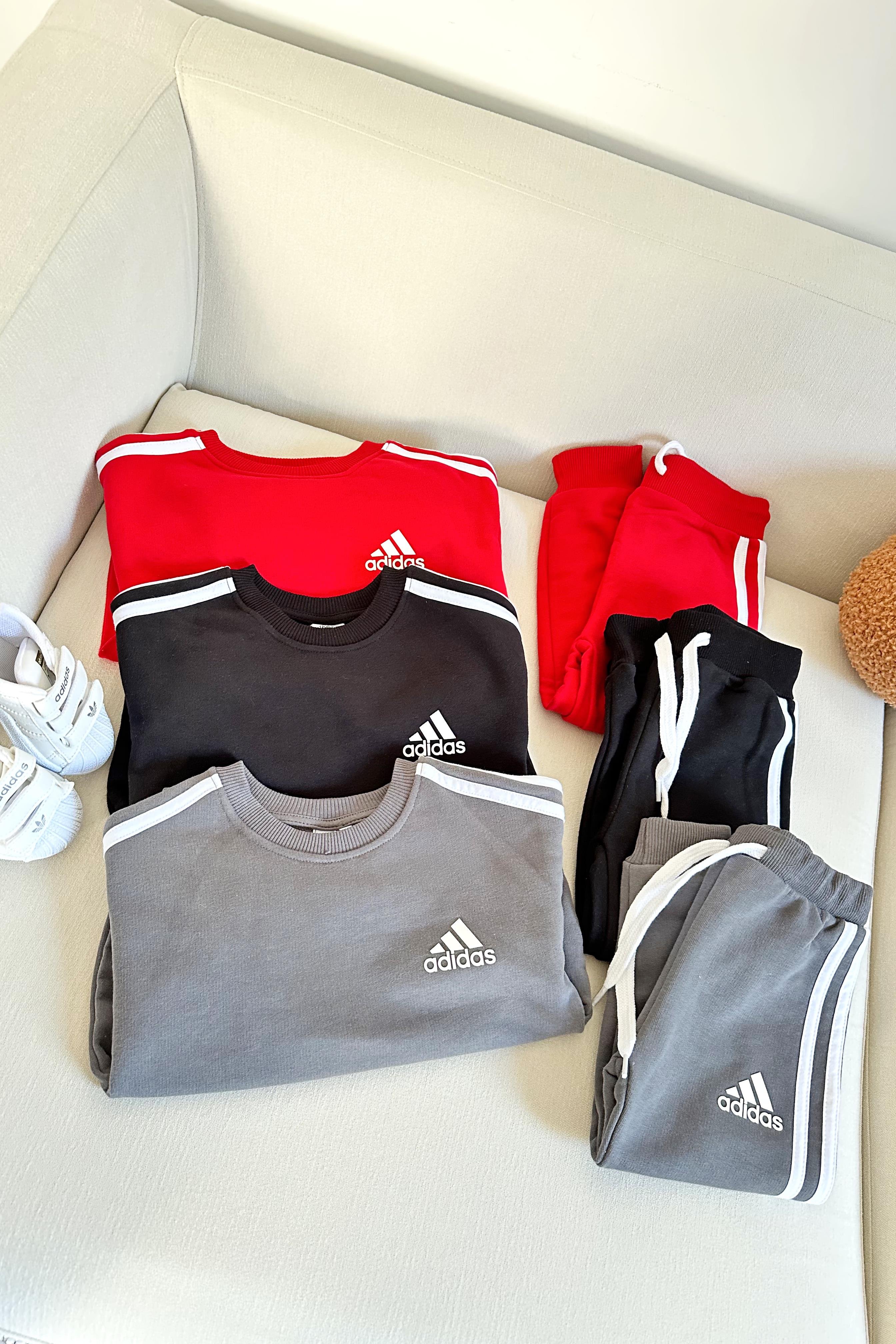 Yanı Çizgili Çocuk Eşofman Takımı Siyah Beyaz