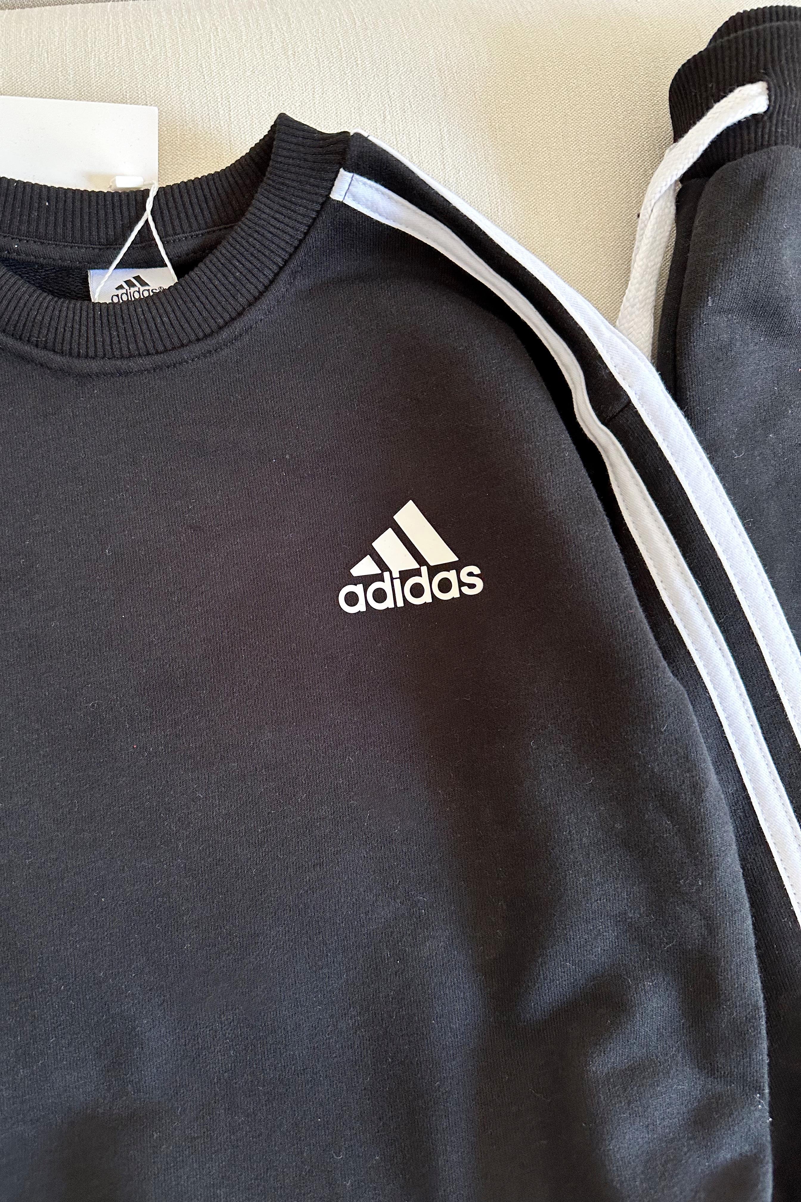 Yanı Çizgili Çocuk Eşofman Takımı Siyah Beyaz