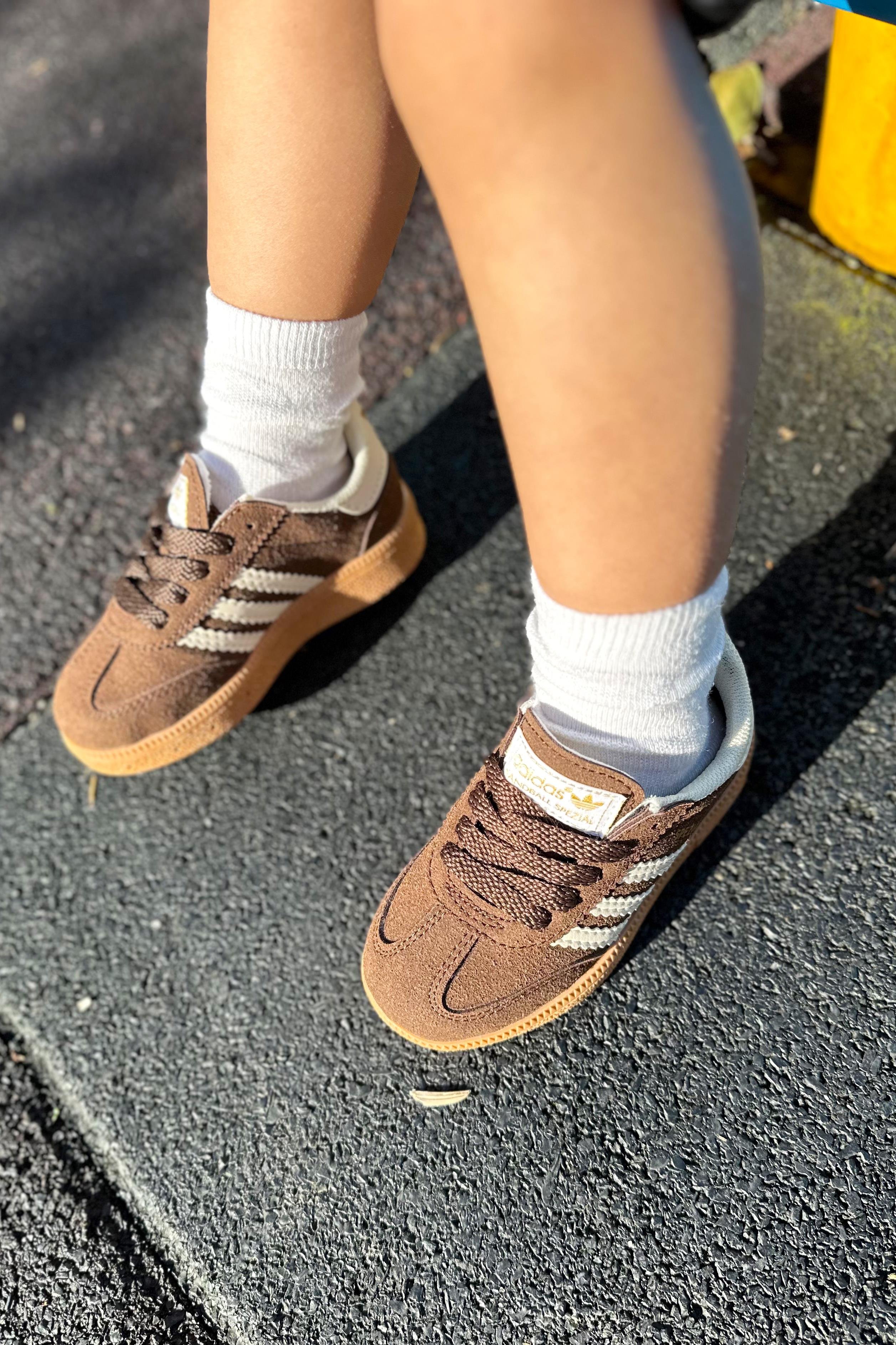 Yanı Çizgili Çocuk Spor Ayakkabı Kahve Beyaz