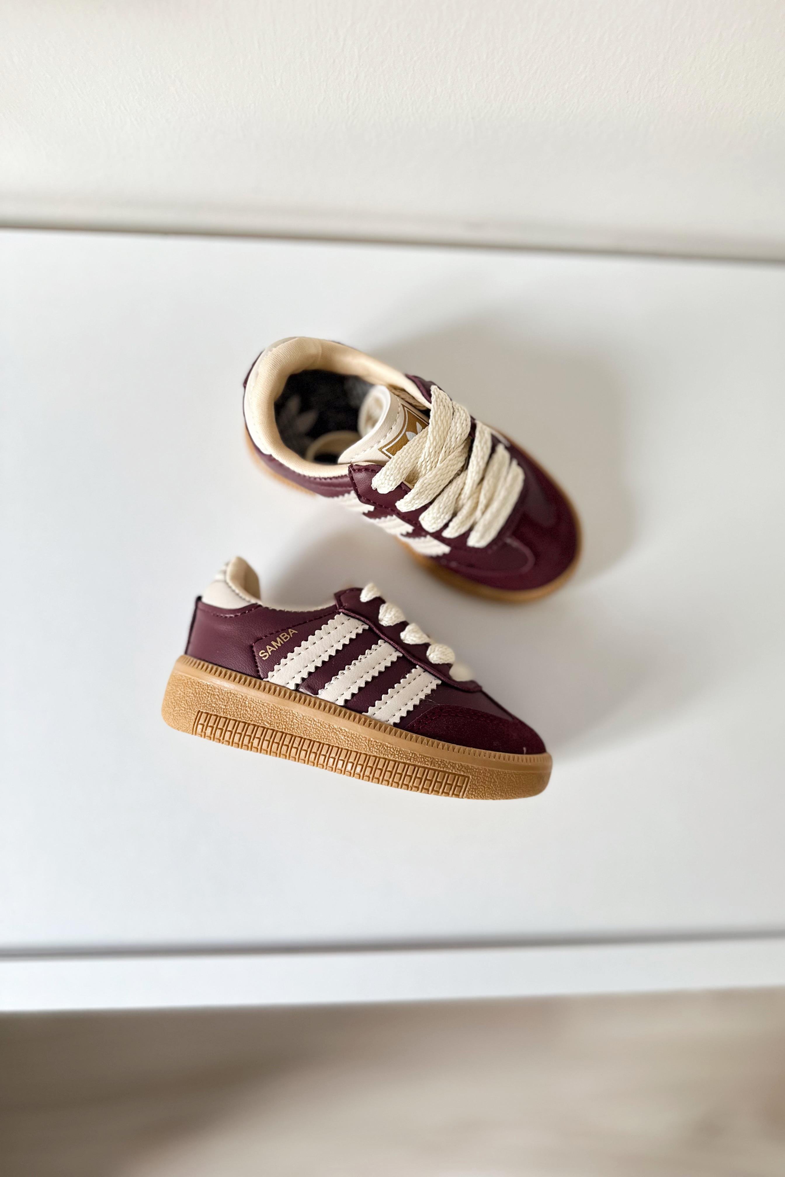 Yanı Çizgili Yazı Baskılı Çocuk Spor Ayakkabı Bordo