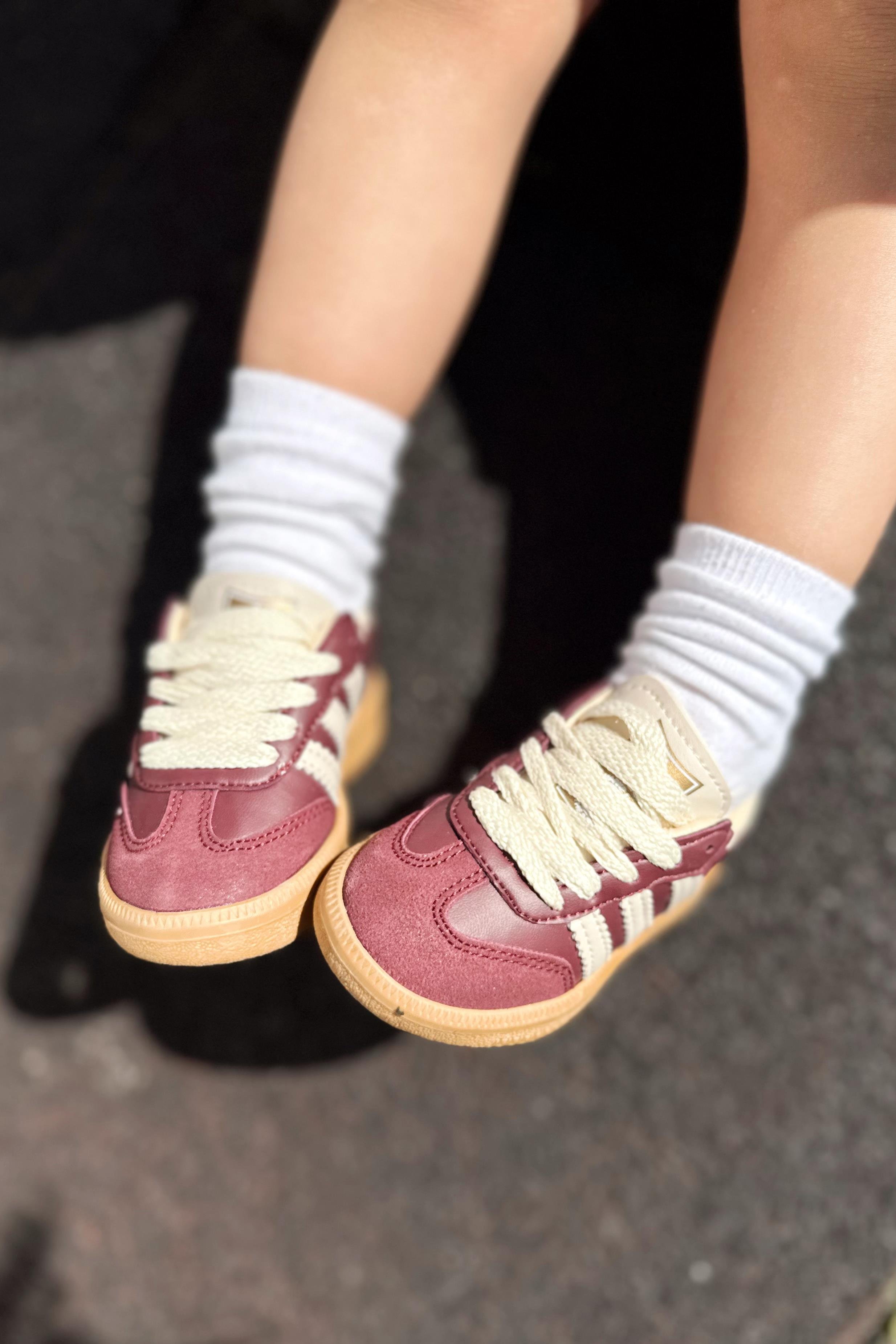 Yanı Çizgili Yazı Baskılı Çocuk Spor Ayakkabı Bordo