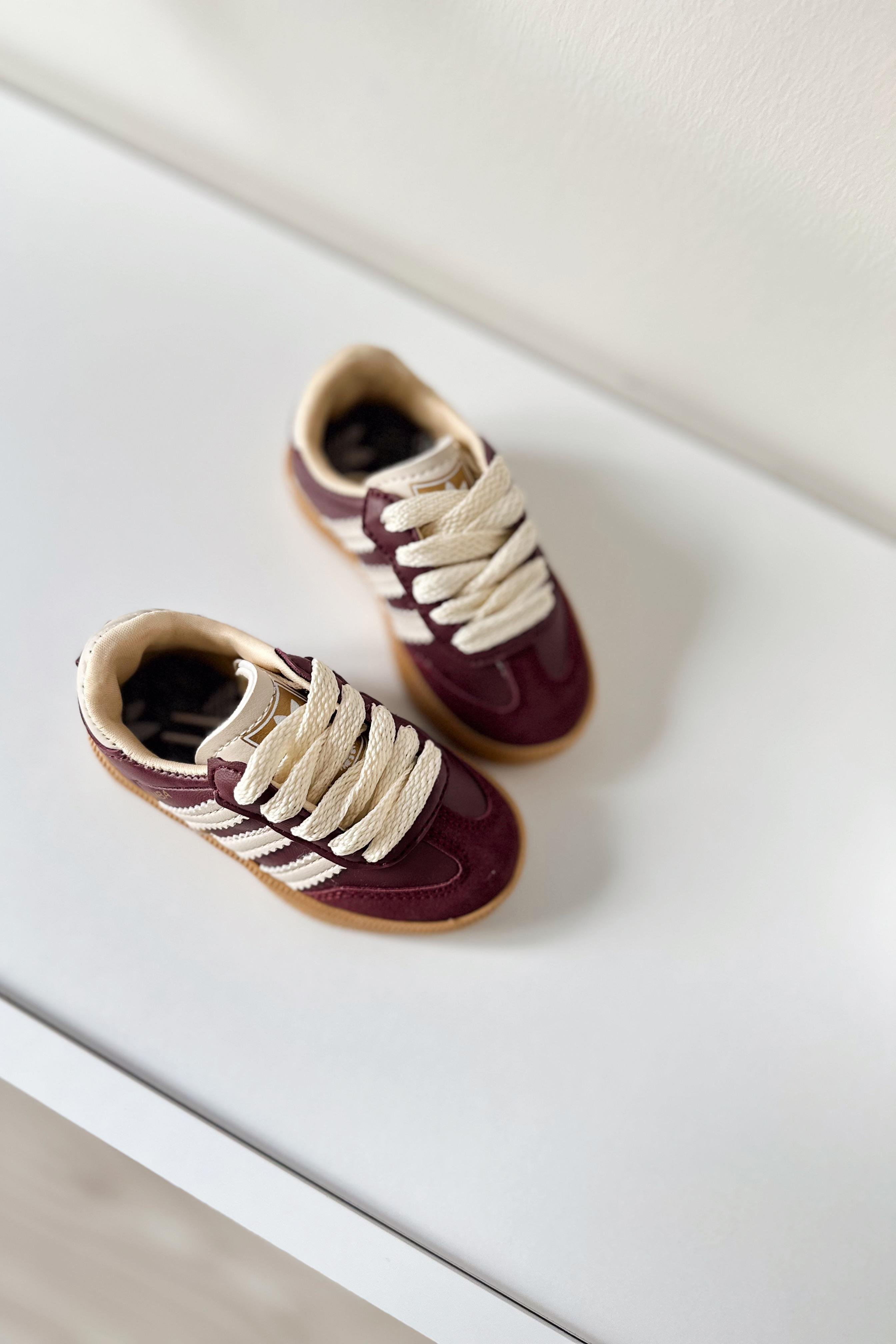 Yanı Çizgili Yazı Baskılı Çocuk Spor Ayakkabı Bordo