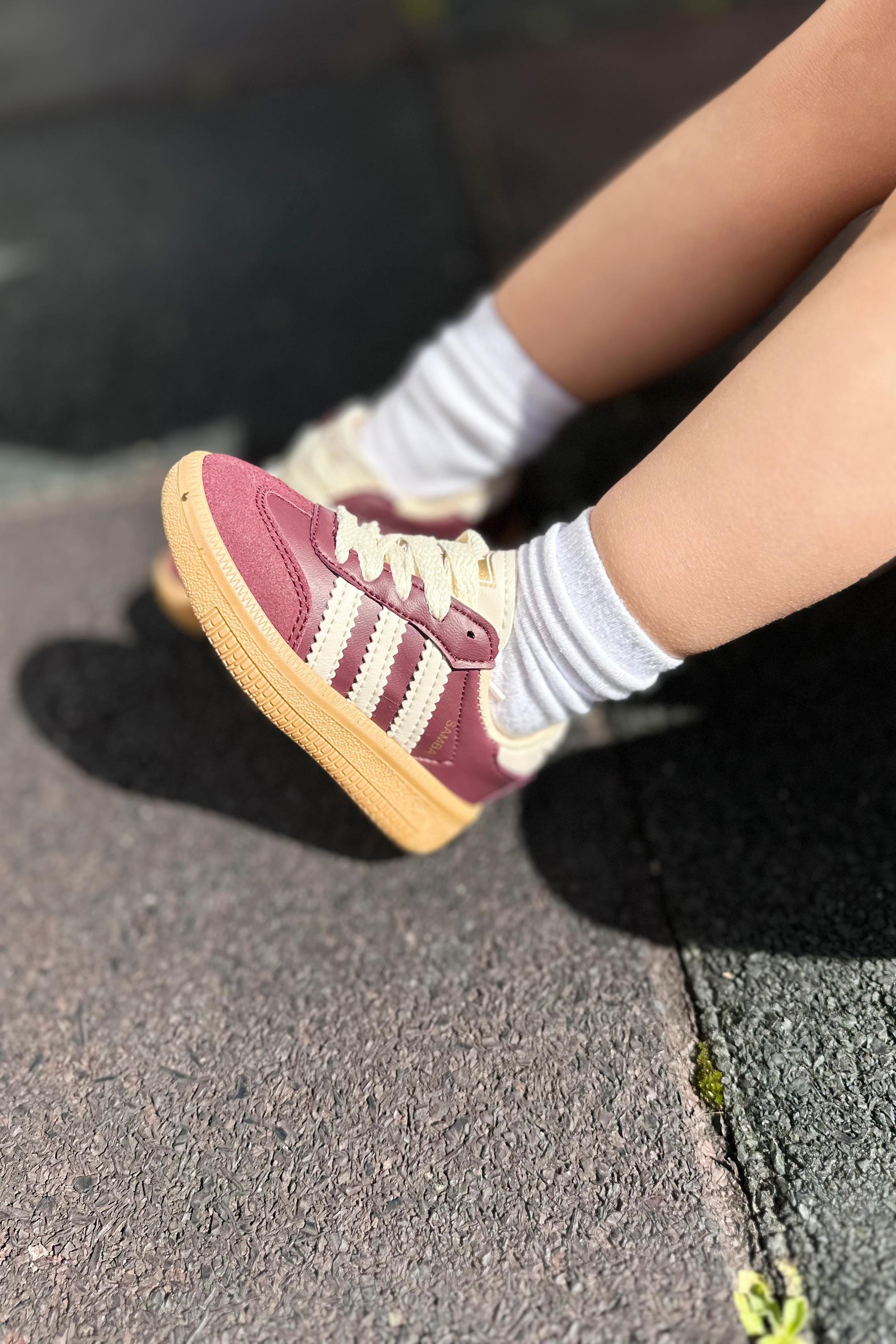 Yanı Çizgili Yazı Baskılı Çocuk Spor Ayakkabı Bordo